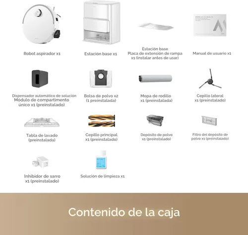 Miniatura 9 de Mova Z60 Ultra Roller SA Robot Aspiradora y Trapeador, succión de 26,000 Pa, fregado con agua tibia y rodillo extensible, estación todo en uno sin