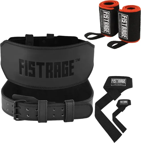 Miniatura 8 de FISTRAGE - Cinturón de cuero para levantamiento de pesas, correa de apoyo para la espalda, entrenamiento de fitness para entrenamientos duros