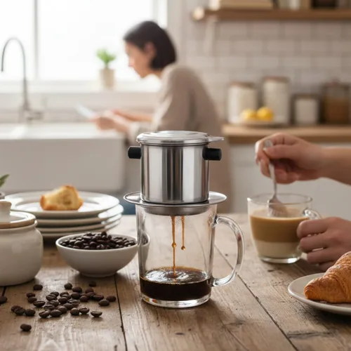 Miniatura 3 de TrueCraftware - Filtro infusor de cafetera de una taza de acero inoxidable - Cafetera vietnamita Cafetera Gotero Cafetera Cafetera Hogar Cocina