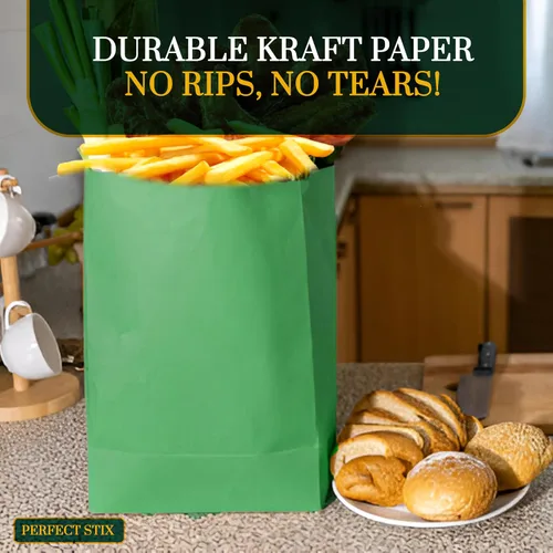 Miniatura 4 de Bolsas de papel verde, paquete de 50 unidades de 4 libras