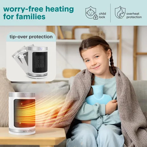 Miniatura 2 de SereneLife Calentador de espacio inteligente: calentador eléctrico para interiores de 1500 W con termostato, control remoto, temporizador de 12 Wifi
