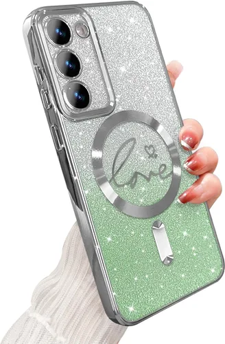 Miniatura 317 de ZONRW - Funda para Samsung Galaxy S22 Ultra magnética, para mujeres y niñas, cubierta trasera suave, lujosa, con corazón de amor, bling, degradado