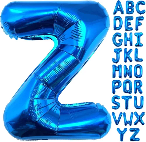Lovoir Globos azules grandes de 40 pulgadas con la letra Z de gran tamaño, globo de helio de aluminio de Mylar para decoración de fiesta de Letra