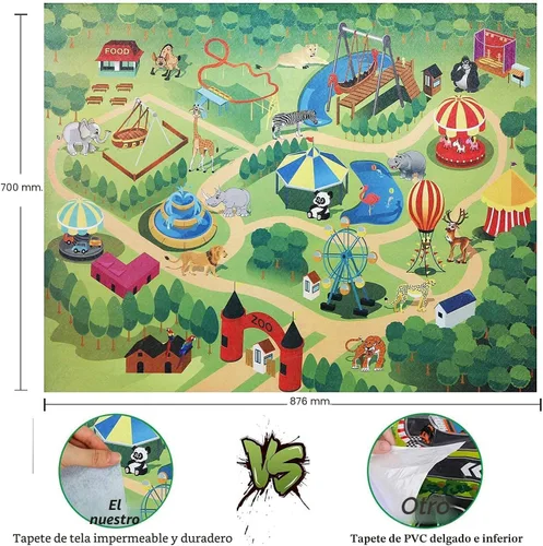 Miniatura 3 de BOLZRA Figuras de animales de safari con tapete de juego de actividades y caja de almacenamiento, juego gigante de plástico realista con león