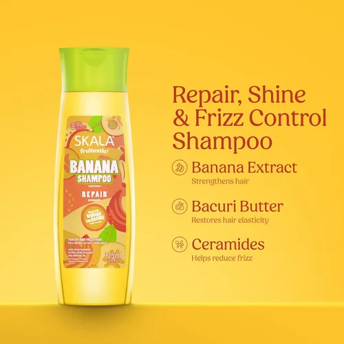 Miniatura 3 de SKALA Fruitastic Banana Shampoo 10.99 fl oz - Para cabello encrespado y quebradizo - Con extracto de plátano, mantequilla de bacuri, ceramidas