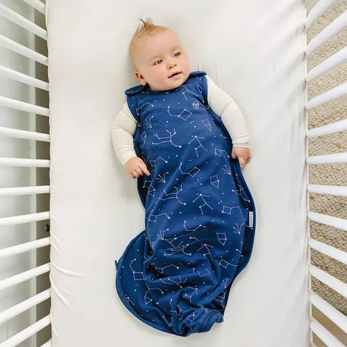 Miniatura 3 de Saco de dormir para niños Woolino, 4 estaciones, lana de merino y algodón orgánico, saco de dormir para bebé, 2-4 años, cielo nocturno