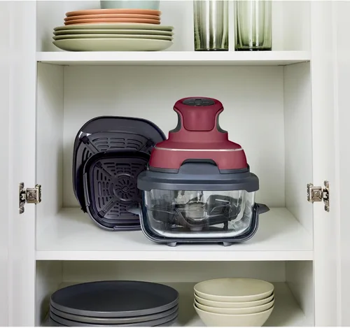 Miniatura 5 de Criispi - Freidora de aire portátil de vidrio 3 en 1, 1500 W, con recipientes de borosilicato no tóxico de 4 cuartos y 5 tazas, funciones máximas