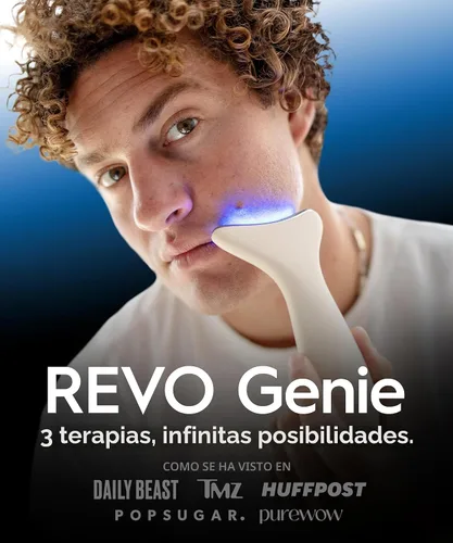 Miniatura 2 de REVO Genie Masajeador facial para cara y cuello, dispositivo de belleza LED con calor y vibración, herramienta de escultura con modos de luz roja