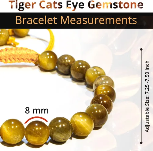 Miniatura 253 de Adjustable Crystal Bracelet – Gemstone Bead Bracelet with Adjustable Macrame String – Chic Gemstone Bracelet for Men and Women – 8mm Round Healing