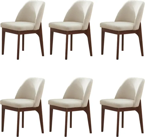 Miniatura 17 de VKNOW Juego de 2 sillas de comedor modernas, sillas de cocina de piel sintética con patas de madera, sillas laterales tapizadas para cocina, Beige