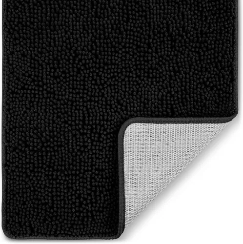 Zulay Home Alfombra de baño suave y peluda, color negro, 17 x 24 pulgadas, ultra absorbente, antideslizante