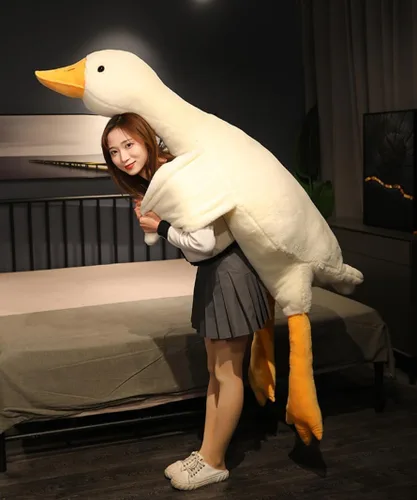 Miniatura 5 de Animal de peluche de ganso gigante, peluche suave blanco de 19.6 pulgadas, lindo juguete de pato de peluche, muñeca de cisne de peluche, almohadas