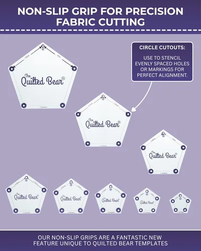 Miniatura 8 de Plantillas de acolchado de flores de The Quilted Bear – 8 plantillas de acolchado acrílicas transparentes y antideslizantes para corte preciso