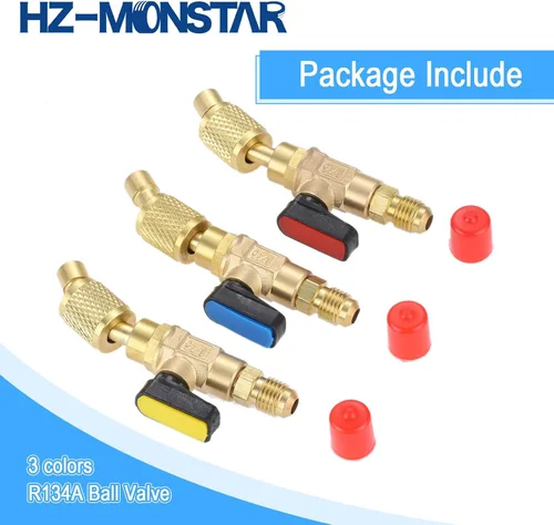Miniatura 7 de Válvula de bola refrigerante de aire acondicionado 1/4 '' SAE, adaptador de válvula de bola de cierre en ángulo HVAC de latón para sistema mini
