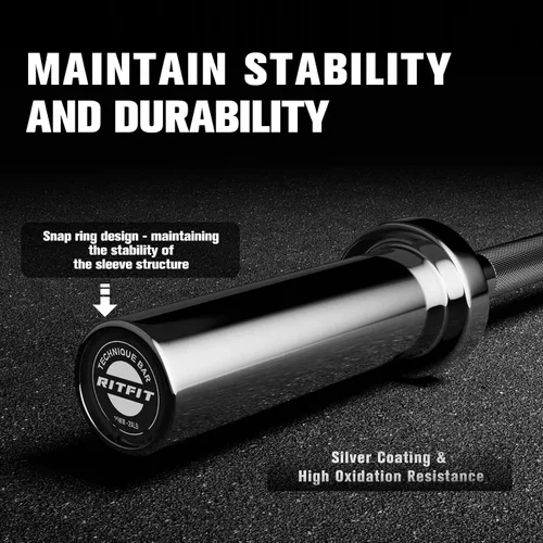 Miniatura 4 de RITFIT Olympic Barbell 4ft/6ft - 2 Inch Weight Bar for Strength Training, Weightlifting, Squat, Deadlift, Bench Press, Curl, Overhead Press