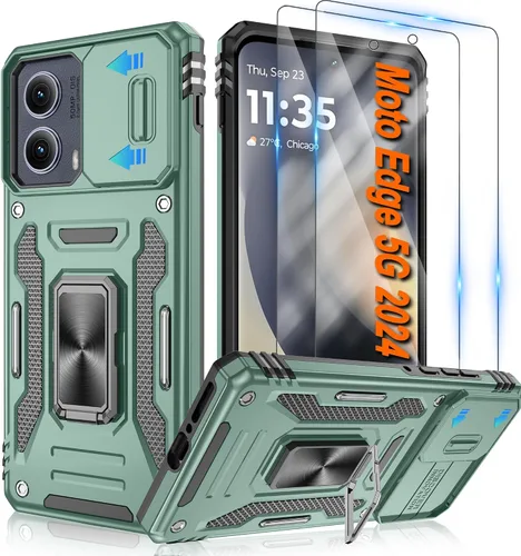 Miniatura 93 de Atump Funda para Motorola Moto G Play 2024 (4G) con [paquete de 2] protector de pantalla HD y cubierta para cámara deslizante, soporte de anillo