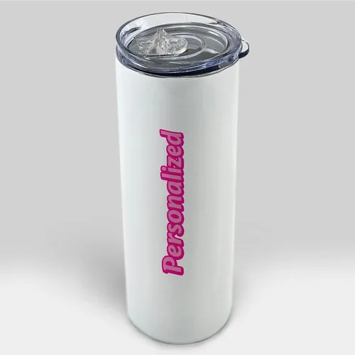 Miniatura 3 de Come On Babe Let's Go Party – Personalizar con nombre – Vaso de viaje de acero inoxidable blanco de 20 onzas con popote – Aislamiento al vacío