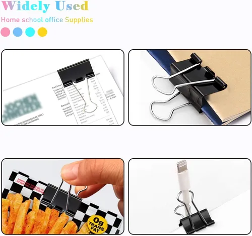 Miniatura 6 de Clips pequeños para carpeta, paquete de 96, 3/4 pulgadas, estándar de 0.748 in, negro, capacidad de 0.31 pulgadas, abrazadera plegable, clips