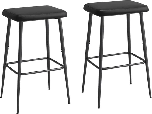 Miniatura 6 de Juego de 2 Taburetes de Bar, Taburetes de Bar de Altura de Mostrador, Taburetes Industriales Modernos con Cojín de Cuero PU, Sillas de Bar con Marco