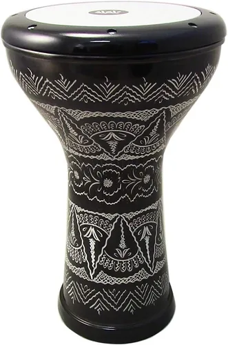 The Wave Zaza Percussion - Darbuka Doumbek estilo egipcio de 17 pulgadas (negro - grabado)