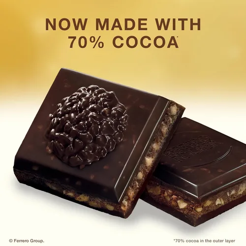 Miniatura 5 de Ferrero Rocher Barra de chocolate premium, 70% de chocolate amargo, avellana y relleno de cacao, 8 unidades, 3.1 onzas cada una