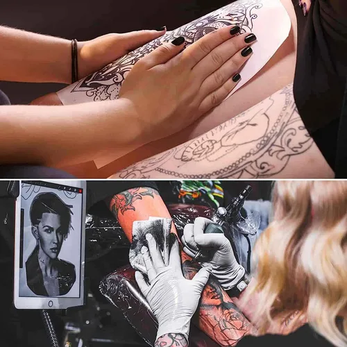 Miniatura 6 de 40 piezas de tatuajes en blanco Skins Practice y Stencil Paper Kit incluye 30 piezas de papel de calco DIY y 10 piezas de doble cara de tatuajes