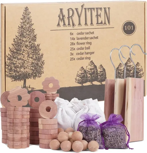 Miniatura 8 de Aryiten Bloques de cedro para almacenamiento de ropa, paquete de 32 anillos de cedro, tablones de cedro aromático para almacenamiento de ropa