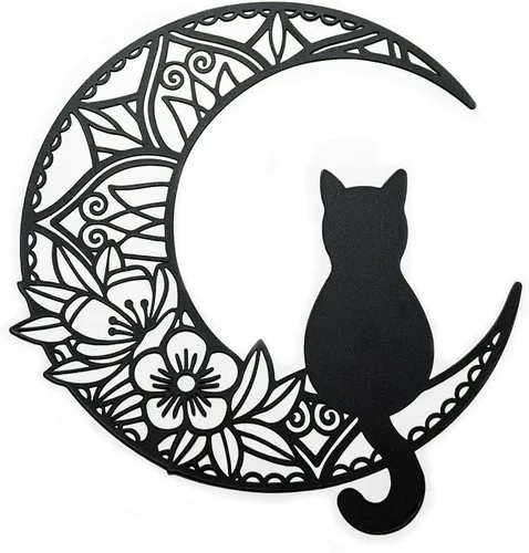 Miniatura 7 de EYONGLION Decoración de pared de gato de metal, arte de pared de gato negro, regalos para amantes de los gatos para mujeres, decoración de pared