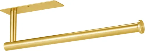 Toallero de papel para debajo del gabinete, para cocina, soporte de pared, autoadhesivo o perforación, acero inoxidable 304 (dorado)