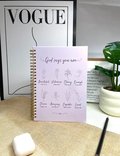 Miniatura 4 de Cuadernos cristianos en espiral para mujeres - Diario de oración para estudio bíblico con "Dios dice", 140 páginas, cuaderno de materias de tapa
