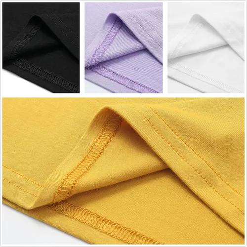 Miniatura 4 de Formeet17 4 piezas de camisetas cortas básicas con cuello redondo y manga casquillo para mujer