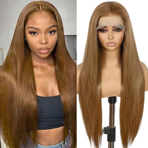 Miniatura 12 de SAPPHIREWIGS Peluca de cabello lacio natural color marrón rojizo #350, sin enredos, línea capilar natural 6 × 13, parte de libertad de encaje