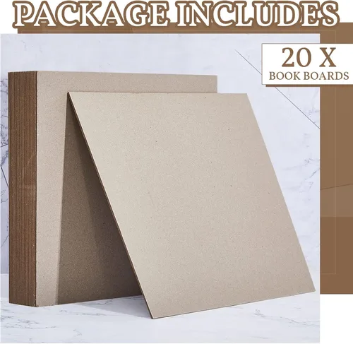 Miniatura 3 de 20 Piezas Tablero de Libros, Tablero de Encuadernadores Cartón Prensado Tablero de Libros de Diseño Kraft Hojas de Cartón Prensado de Servicio Gris