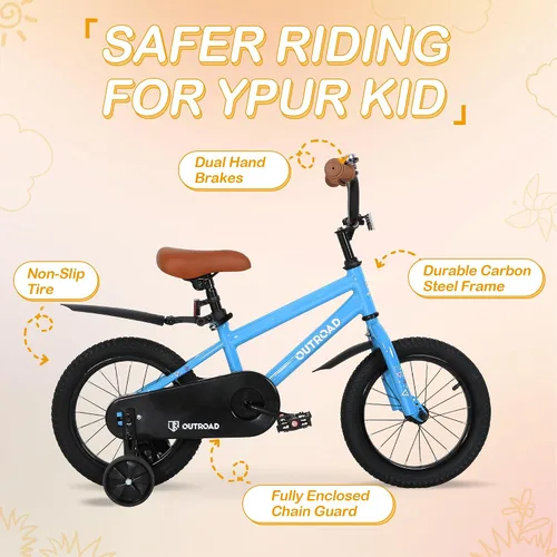 Miniatura 2 de Outroad - Bicicleta infantil para niños y niñas de 3 a 9 años, bicicleta para niños de 14, 16 y 18 pulgadas, con ruedas de entrenamiento, bicicletas