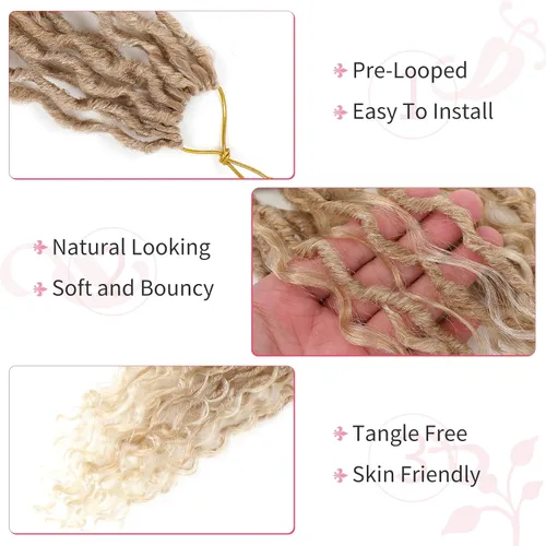 Miniatura 139 de Alicoco Goddess Locs Cabello de Ganchillo 12 Pulgadas 8 Paquetes Rastas Sintéticas de Ganchillo Para Mujeres Rastas Suaves Boho Pre-enrolladas River