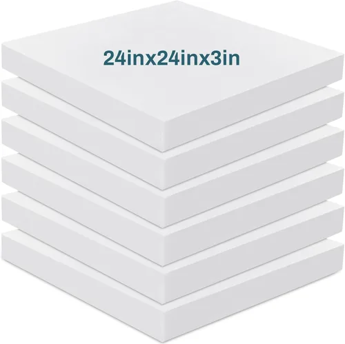 Miniatura 12 de Frienda Paquete de 6 Cojines de Espuma de Alta Densidad para Tapicería de 2" X 18" X 18" Cojín Cuadrado Blanco de Repuesto para Asiento o Uso