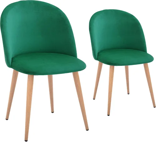 Miniatura 4 de CangLong Mid Century - Juego de 2 sillas tapizadas de terciopelo para cocina, modernas, color verde, 1