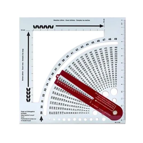 Herramienta convertidora de calibre de punto, calculadora de puntada de doble cara y regla de marco de conteo, herramientas de tejer para tejer
