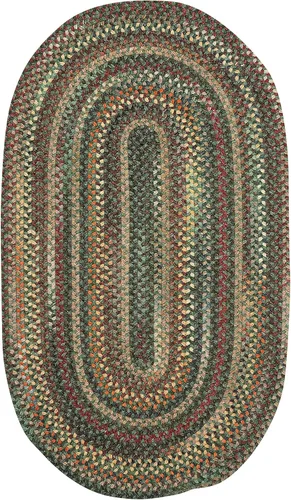 Capel American Heritage Verde Multi 5 pies 0 pulgadas x 8 pies 0 pulgadas Alfombra Trenzada Ovalada