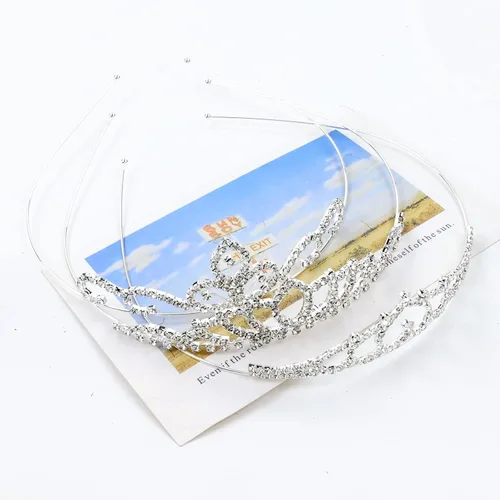 Miniatura 7 de Cinaci Paquete de 5 diademas de metal plateado con diamantes de imitación brillantes y brillantes, coronas para el cabello, tiaras, accesorios