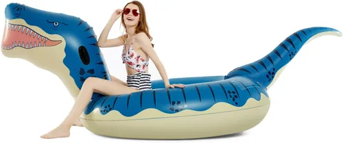 Miniatura 2 de Jasonwell Flotador inflable de dinosaurio para piscina, para niños, niñas, adultos, 124 pulgadas, tiranosaurio gigante Rex, flotador, verano, playa