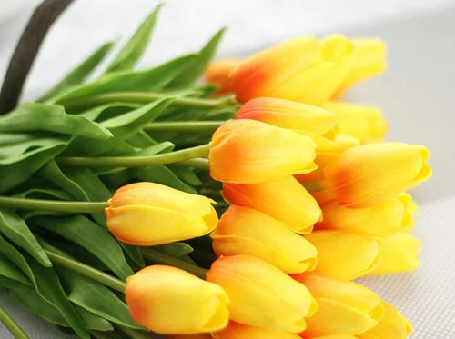 Miniatura 7 de 30 tulipanes artificiales, flores de tacto real, multicolor, tulipanes falsos de Holanda de poliuretano, ramo de tulipanes de látex, flores de látex