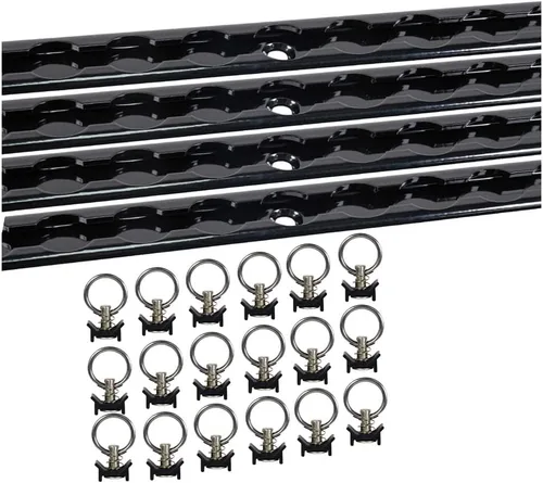 Miniatura 10 de Mytee Products Aluminio resistente de 4 pies L-Track recubierto de polvo negro (8) y perno con anillo recubierto de polvo negro (32) Sistema