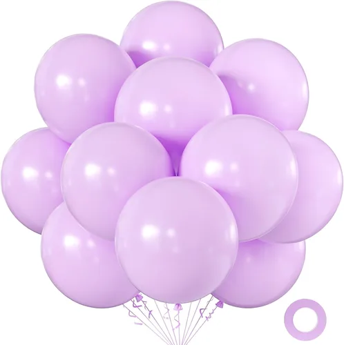 Miniatura 16 de KALOR Globos color morado ceniza de 18 pulgadas, 10 globos de látex mate, globos redondos grandes para bodas, baby shower, fiestas de cumpleaños