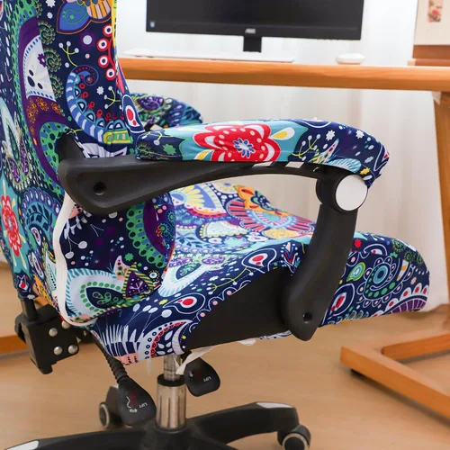 Miniatura 5 de FORCHEER Funda para silla de juegos con fundas para reposabrazos, estilo bohemio, 4 piezas, elásticas, para silla de computadora, juego de fundas