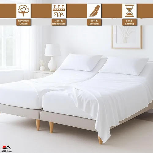 Miniatura 57 de ARlinen Juego de sábanas divididas tamaño Queen, 5 piezas, 100% algodón egipcio para camas ajustables, bolsillo profundo de hasta 16 pulgadas, juego