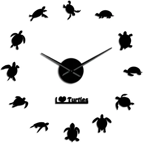 Miniatura 2 de The Geeky Days I Love Turtles DIY Sticker Wall Art - Reloj de pared gigante decorativo, silueta de tortugas marinas, decoración de playa, animales