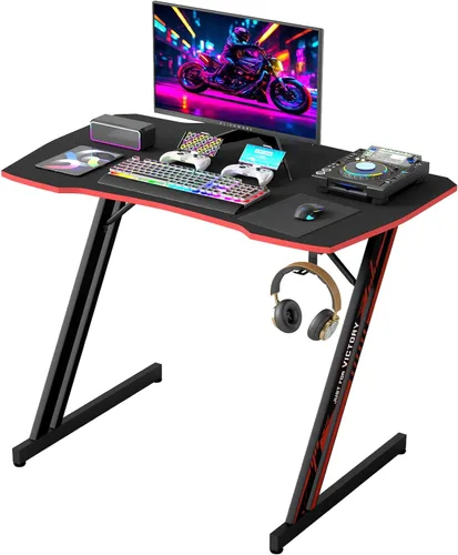 Miniatura 15 de BestOffice Escritorio para juegos de 35 pulgadas, escritorio para computadora de PC, estación de trabajo en forma de Z, mesa de trabajo ergonómica