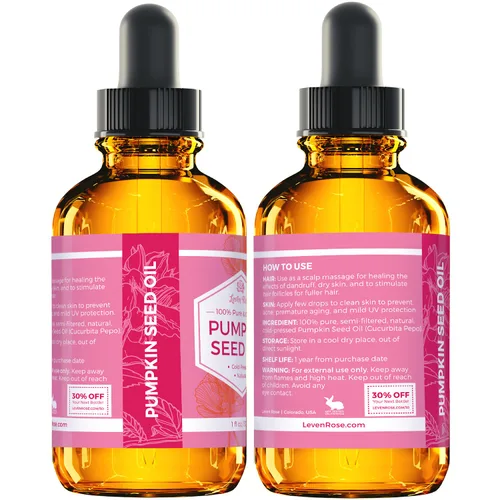 Miniatura 5 de Aceite de semillas de calabaza por Leven Rose - 100% orgánico, natural para el crecimiento del cabello e hidratante para piel seca, 2 oz