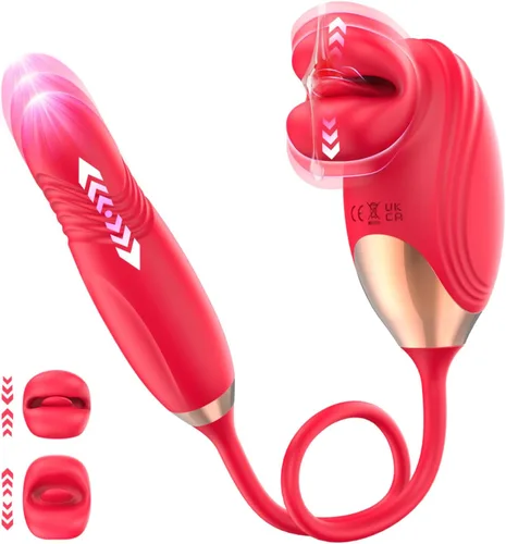 Vibrador de clítoris rosa para adultos, consolador sexual de silicona de 20 modos para placer, vibrador de empuje de punto G con movimiento de